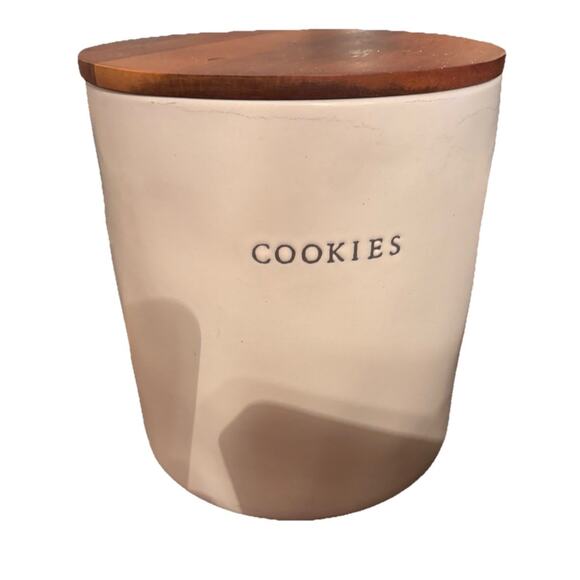 Hearth & Hand Magnolia Cookie Jar Canister Stoneware with Wood Lid - Picture 8 of 8